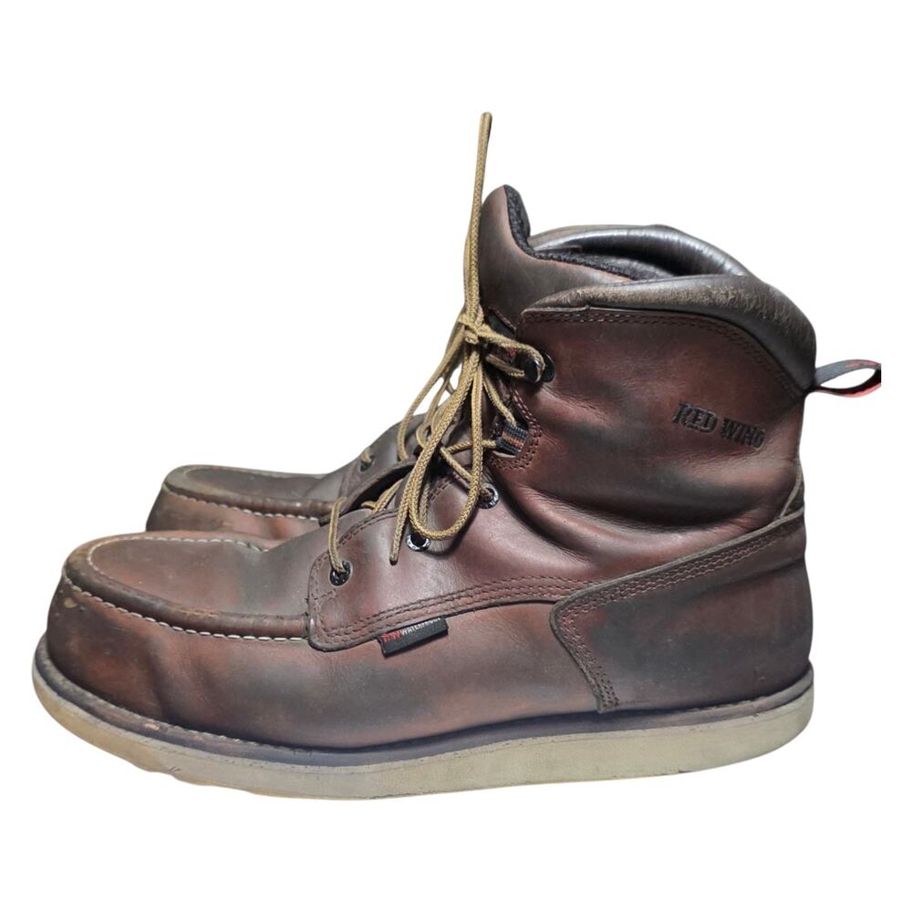Red Wing Mens 9.5 D Steel Toe Moc Toe Work Boots Brown Leather Safety EH